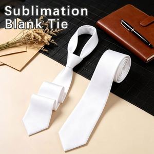 Corbata Sublimable Blanca para Hombre, de Poliéster Satinado, para Transferencia Térmica, Corbata Lisa para Teñir, para Bodas y Fiestas - Product Image 3