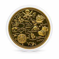 Pièce de monnaie Pirate Crossbones 2026 plaquée or en fer, design unique avec boîtier de présentation en acrylique