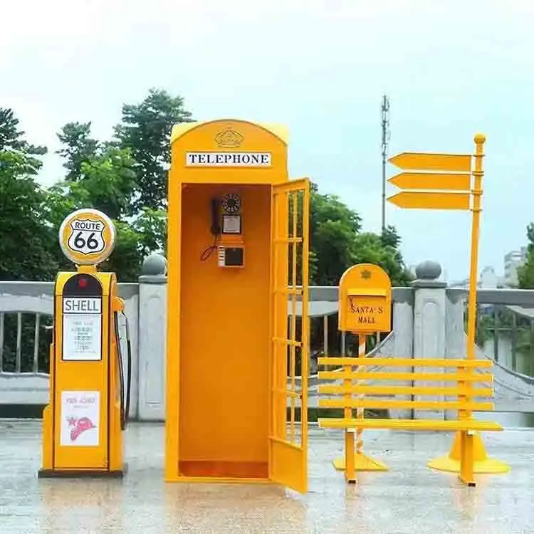 Cabine de téléphone personnel Style londres Antique, décor jaune pour téléphone, à faire soi-même