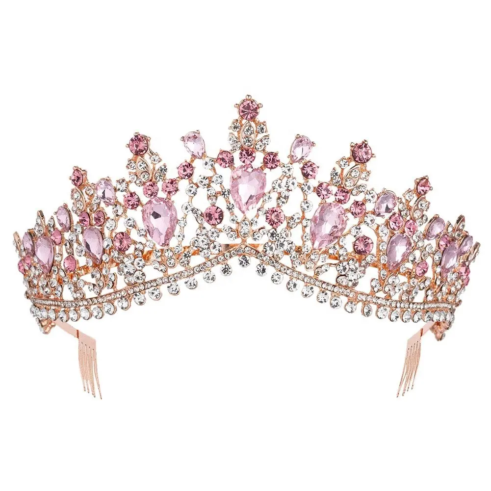 UNIQ kraliyet Rhinestone kristal kraliçe Tiara kafa düğün Pageant doğum günü parti taçlar prenses Headpieces için kadın kızlar
