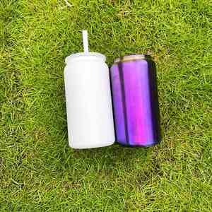 Vaso de Acero Inoxidable de 16 oz, Grabado Láser, Recubrimiento Azul-Morado en la Parte Inferior, para Café Helado - Product Image 2