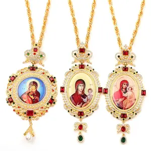 Collier pendentif avec croix de jésus pour femmes et hommes, longue chaîne, 120cm, ustensiles d'église, cercle vierge marie, prière catholique, bijoux religieux