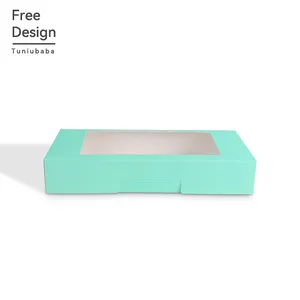 Nouveau design de boîte en papier vert avec fenêtre en PVC pour les boîtes à tarte Boîtes à biscuits pliées
