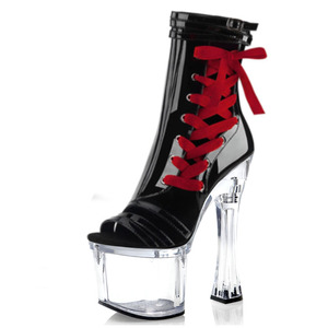 18cmゴシックポールダンサー ナイトクラブ クラブステージ ウォーキングストリッパー ヒール レザーブーツ セクシー クイーン 女装家 プラットフォーム フェティッシュシューズ - Product Image 2
