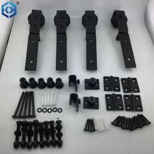 Top Mount Roller Bifold Sliding <b>Barn</b> <b>Door</b> Hardware <b>Kit</b> Black Flat Track Modern - Product Image 5