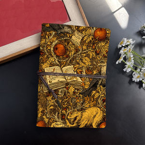 Cahier A6 style vintage avec fermeture à cravate fait à la main 160 pages doux cadeau d'anniversaire pour copain de jardin avec corbeaux pommes livre Wo - Product Image 2