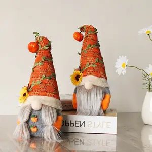 Nicro – Gnome de Thanksgiving d'automne avec feuille d'érable et tournesol, décoration de poupée en peluche longue pour la récolte d'automne, Festival, décoration de ferme