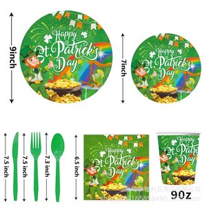 Fournitures pour la fête de la Saint-Patrick, 60-80 pièces, ensemble de vaisselle jetable, décorations en plastique rondes en papier pour la célébration - Product Image 2