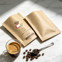 Pochette en kraft écologique à trois soudures latérales, impression personnalisée, qualité alimentaire, pour l'emballage de feuilles de thé et de grains de café