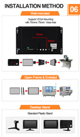 Moniteur LCD TFT IPS industriel de 9 pouces, boîtier métallique, entrée HDMI VGA AV BNC USB, montage VESA, haut-parleur intégré, tactile en option