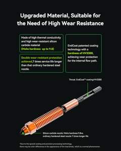 Buse en carbure de silicium à changement rapide de 0,4 mm pour imprimantes 3D Creality Officielles Phaetus, spécialement conçue pour le verre et le fibre de carbone - Product Image 5