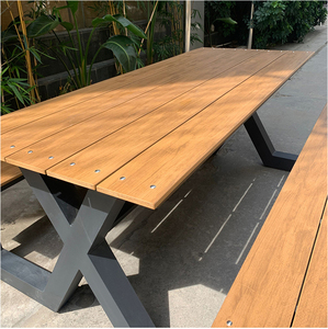 Utdoor-<span class=keywords><strong>Mesa</strong></span> de estar de plástico omposite, muebles de jardín exterior de madera, <span class=keywords><strong>mesa</strong></span> de picnic al aire libre y banco de parque - Product Image 6