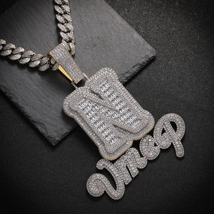 Collar de cadena de eslabones de moissanita personalizado para hombre estilo Hip Hop con material de latón de piedra principal de latón chapado en oro - Product Image 5