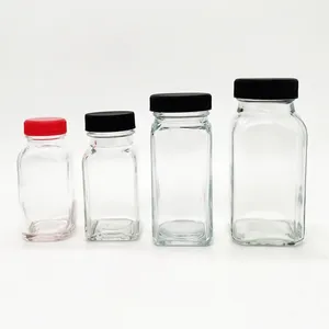 8 Pieces Of French Square Glass Spice Bottles 8 Oz Spice Jars With Silver  Metal