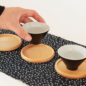 Sous-verres en bois ronds pour boissons, table basse avec base antidérapante - Product Image 4