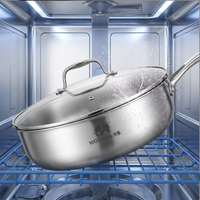 Poêle à frire à côtés droits en acier inoxydable composite 4 plis pour la restauration, la cuisine professionnelle et la cuisine domestique