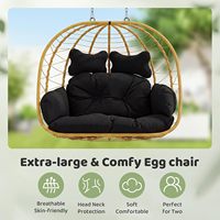 Fauteuil suspendu double en forme d'œuf avec support, chaise balançoire intérieure et extérieure, idéale pour les terrasses, les chambres et les jardins