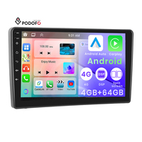 Podofo 2 Din 9 pouces Android voiture stéréo 4 + 64G sans fil Carplay Android Auto pour Volvo S80L 2006-2010 GPS RDS WIFI personnalisation