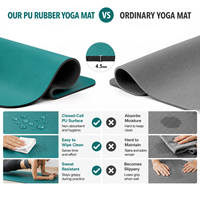Tapis de Pilates en caoutchouc PU 183x68cm 4.5mm Rectangulaire Antidérapant pour Yoga Humide, Logo Personnalisé, Marque Privée, Vente en Gros