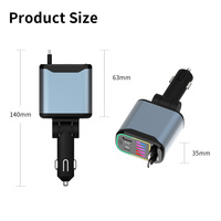 Chargeur de voiture télescopique 120W double port Type-C/USB, 3-en-1, avec cuivre, charge ultra-rapide SCP DC, modèle X1