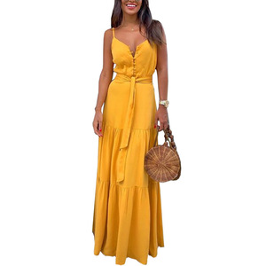 Bonny Billy Meisjes Jurken Mouwloos Zomer Casual Bloemen Boho Chiffon Maxi Lange Strand Jurk met Ruches 10-11 Jaar/140-146 Geel Bonny Billy Meisjes Jurken Mouwloos Zomer Casual Bloemen Boho Chiffon Maxi Lange Strand Jurk met Ruches 10-11 Jaar/140-146 Geel