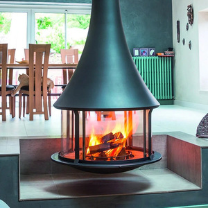 Подвесной дровяной камин JINFUDA с прозрачной стеклянной панелью, диаметром 900 мм, и железной плитой диаметром 1000 мм - Product Image 5