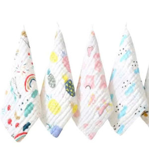 Lingette à épaules carrée en mousseline de coton pour nouveau-nés, 20x20cm, ultra douce, absorbante, imprimée, design textile doux et sûr pour bébé - Product Image 1