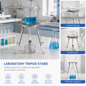 Trípode de laboratorio metálico electrochapado Degao, soporte estable de tres patas para quemador, resistente a altas temperaturas, para calentar vasos y frascos. - Product Image 2