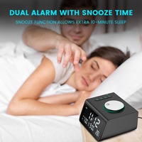 Digitale wekker met FM-radio, BT-speaker, dubbele USB-oplaadpoorten, temperatuurdetectie, snooze-functie, geschikt voor hotelkamers