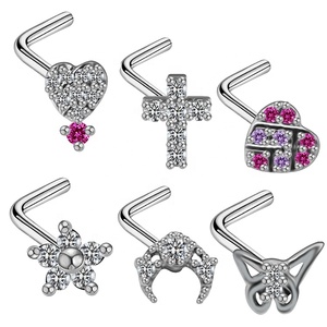 Perhiasan Tindik Tubuh Gaby, Kupu-kupu, Hati, Bunga, Bintang, Ikan, Berlian, Anting Hidung Lapis Emas dari Baja Bedah untuk Hadiah - Product Image 6