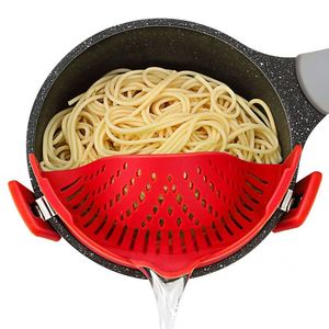 Wholesale Clip-on Silicone <b>Pot</b> Strainer Snap Colander for Pasta Noodles Veggies Heat Resistant Kitchen Gadget Custom Logo OEM - Product Image 1