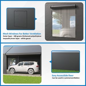 Carport 20x20 ft Heavy Duty tán 2 side-mở cử<span class=keywords><strong>a</strong></span> Roll-up Windows nhà để xe Xe Xe tải thuyền xe máy - Product Image 6