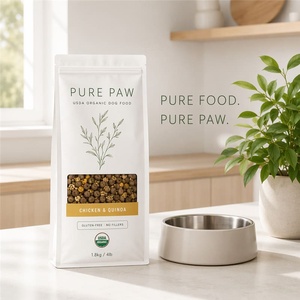 Sachet de nourriture pour <span class=keywords><strong>chien</strong></span> biologique USDA, fond plat, fenêtre transparente, refermable, fermeture éclair, blanc, PET AL PE, pour croquettes, pour marque premium OEM, 900g 1.8kg 3.6kg - Product Image 6