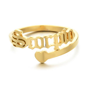 Bague ouverte ajustable <span class=keywords><strong>avec</strong></span> signe du zodiaque pour hommes et femmes |   Bijoux en acier inoxydable plaqué or 18 carats, astrologie et horoscope personnalisé - Product Image 3