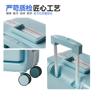 Front Opening Suitcase 26 Inch Aluminum <b>Frame</b> Spinner Wheels Combination Lock Travel Trolley Case Unisex Solid Color - Product Image 4