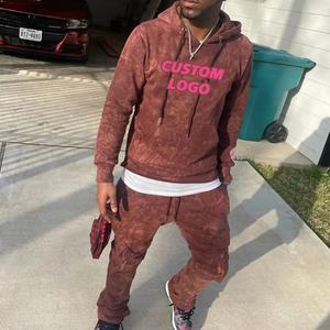 Conjunto de Sudadera y Pantalones Anchos de Chándal para Hombre, Estilo Vintage Tie Dye, de Alto Gramaje, con Efecto Apilado y Personalizado - Product Image 3