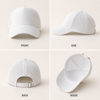 Gorra Trucker de 5 Paneles con Orificios Láser Personalizados, Cuerda Decorativa y Parche de PVC, Gorra Deportiva de Secado Rápido para Pesca, Golf y Actividades al Aire Libre, Venta al Por Mayor