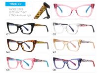 Modèle 2103 TR90 Lunettes Cat Eye Blue Light Blocking Frame Femmes Lunettes Prescription Lunettes Mode Lunettes Surdimensionnées