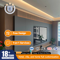 Mueble de TV Moderno de Pared con Panel de Madera Personalizado de Alta Gama, con LED, para Sala de Estar, Ahorro de Espacio, Material Ecológico