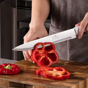 Couteau de chef en gros d'usine couteau à découper de cuisine en acier inoxydable 3Cr13 de haute qualité personnalisé avec manche en PP blanc