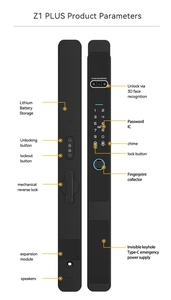 फेस रिकग्निशन फ्रंट वाटरप्रूफ ip65 स्वचालित स्लिम स्मार्ट एल्यूमीनियम दरवाजा लॉक 3592 यूरो मोरेटिज़ - Product Image 2