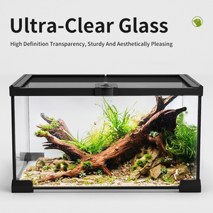 Cao minh bạch hiển thị hồ cạn xem toàn cảnh cho vật nuôi rắn thằn lằn và rêu trồng - Product Image 2