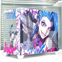 LOL Jinx Runaway Loli Anime Coque d'ordinateur personnalisée Full Side Verre trempé Vue sur mer Chambre ATX/M-ATX Mid-Tower PC Alliage d'aluminium