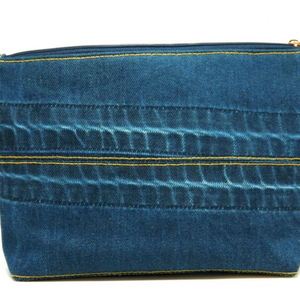 <b>Jeans</b> Casual Cosmetic Bag Custom DIY Denim Embroidered Makeup Organizer Large Capacity Recycled Denim Zipper Travel Pouch - Product Image 4