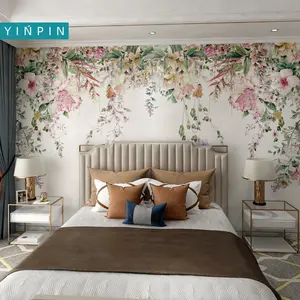 Papel tapiz de flores 3d, estilo de lujo, ligero y postmoderno, para decoración del hogar