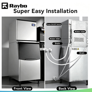 เครื่องทำน้ำแข็งอัตโนมัติ RAYBO สำหรับธุรกิจ ผลิตน้ำแข็งได้สูงสุด 500 กิโลกรัมต่อวัน ให้ผลผลิตสูง - Product Image 2