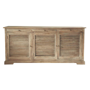 Buffet de salle à manger en bois massif avec panneaux décoratifs sculptés à la main, meuble de rangement en bois pour salle à manger - Product Image 2