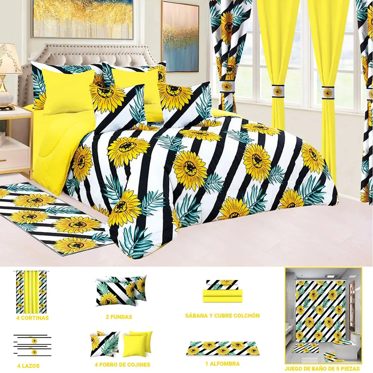 Quilts Bedding Bedspreads Set sunflower 3d Printed Fabric Bed And Bath Gift Set Minimum Order Quilt Blanket curtain bedding set