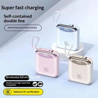 Batterie externe certifiée 3C, charge super rapide 120W, grande capacité 20 000 mAh, câble intégré, mini chargeur portable, boucle de suspension
