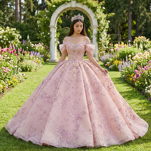 ชุดเดรสงาน Quinceanera สีโรสโกลด์หรูหรา Dy8511 แบบ Sweetheart Vestidos De 15 Anos ประดับด้วยลายดอกไม้ แต่งลูกไม้ร้อยเชือก พร้อมชายกระโปรงยาว Jancember - Product Image 1
